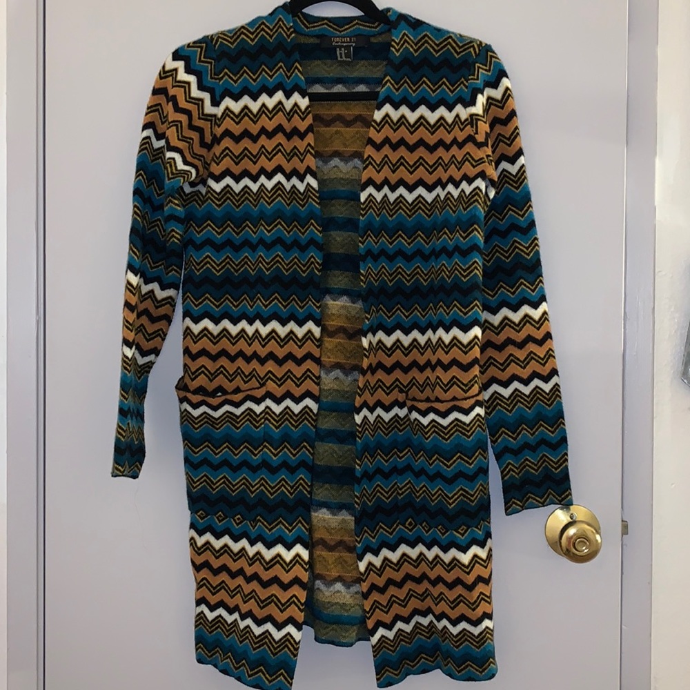 Forever 21 Long Cardigan, Chevron pattern from the Contemporary collection